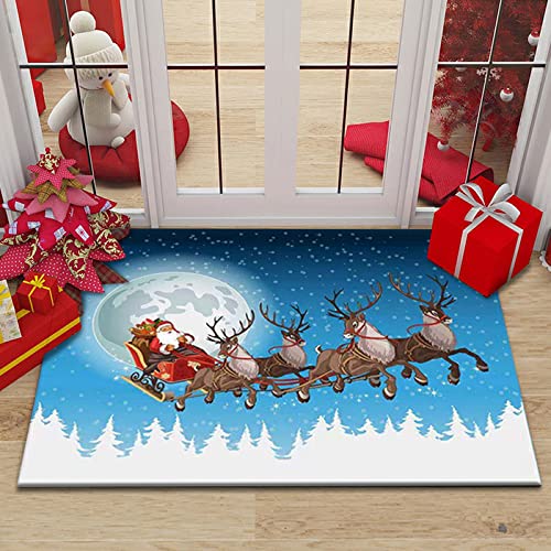 Weihnachts Teppich, Kristall Samt, rutschfeste Fußmatten, Frohe Weihnachten, Weihnachtsmann, Baum, Schneeflocke, Teppich, für Wohnzimmer, Schlafzimmer, 60x90 cm von MBWLKJ
