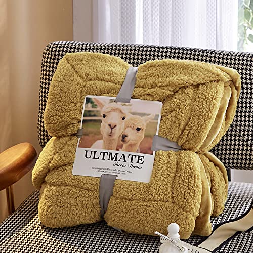 Wohndecken Kuscheldecken 150x200 Gelb Kurkuma Dicke Decken FüR Sofa Wolldecken Flauschig Weich Sherpa Decke Flanell Bettdecke Schlafdecke Blanket Warme Decken FüR Den Winter Kinder Erwachsene von MBWLKJ