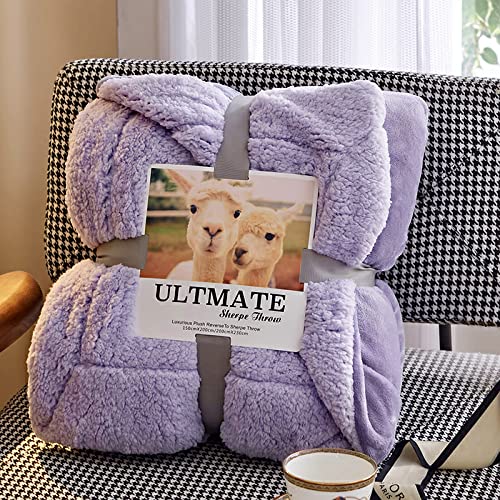 Wohndecken Kuscheldecken 150x200 Lila Flieder Dicke Decken FüR Sofa Wolldecken Flauschig Weich Sherpa Decke Flanell Bettdecke Schlafdecke Blanket Warme Decken FüR Den Winter Kinder Erwachsene von MBWLKJ