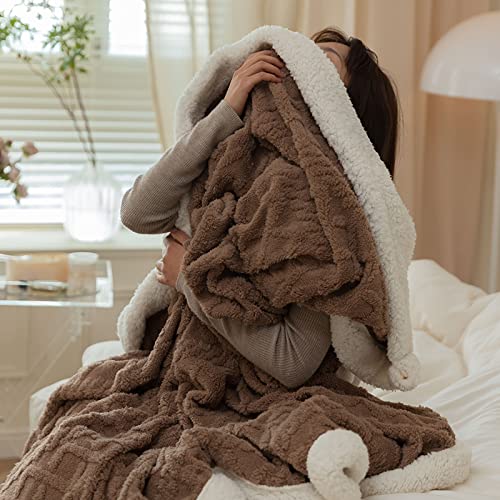 Wohndecken Kuscheldecken 200x230 Kaffee Decken FüR Sofa Wolldecken Flauschig Weich Sherpa Decke Flanell Bettdecke Schlafdecke Blanket Warme Decken FüR Den Winter Kinder Erwachsene von MBWLKJ