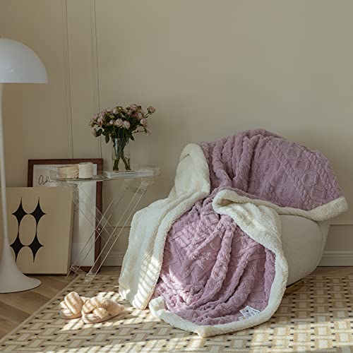 Wohndecken Kuscheldecken 200x230 Lila Violett Decken FüR Sofa Wolldecken Flauschig Weich Sherpa Decke Flanell Bettdecke Schlafdecke Blanket Warme Decken FüR Den Winter Kinder Erwachsene von MBWLKJ