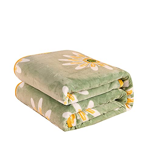 wohndecken kuscheldecken 180x200 cm Dicke kuscheldecke warm sofadecken Cartoon Grüne Chrysantheme Blume Decke wohndecke Flanell Bettdecke Schlafdecke Blanket für Erwachsene, Kinder und Babys von MBWLKJ