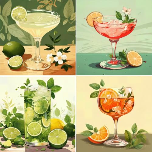 MBYAUYN Diamond Painting 4 Pack cocktail, 5D Diamond Paining Erwachsene, DIY Diamant Painting Bilder 25 x 25 cm, Suitable as a Painting for Home Decor and Gift MBYAUYN Diamond Painting 4 Pack cocktail, 5D Diamond Paining Erwachsene, DIY Diamant Painting Bilder 25 x 25 cm, Suitable as a Painting for Home Decor and Gift von MBYAUYN
