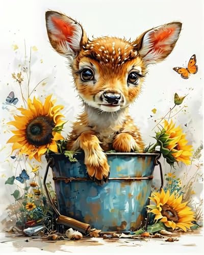 MBYAUYN Diamond Painting Tier, 5D Diamond Painting Adults, Diamant Painting Bilder Deer, as a Gift for Relaxation and as a Wall Decoration 30 cm x 40 cm von MBYAUYN