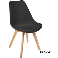 4er Pack schwarzer Esszimmerstühle, modernes Design, Tulpenstühle für Lounge, Büro, Wohnzimmer, Büro oder Terrasse, ergonomische Rückenlehne, von MC HAUS