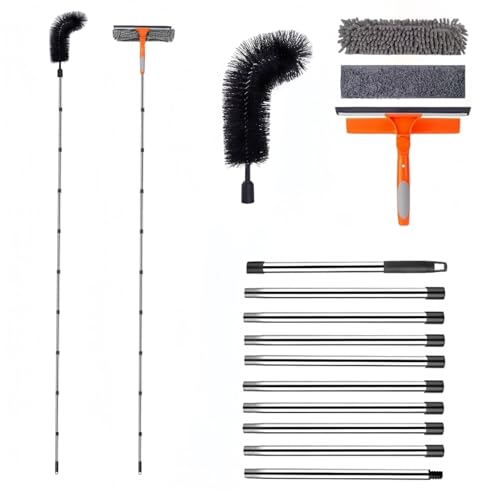 385 cm Fenster-Reinigungs-Set – 10-teiliger Teleskopstiel, Silikon-Fensterabzieher, Mikrofaser- & Chenille-Reinigungspads & Dachrinnenbürste – Multitalent für Glas, Spiegel, Auto, Dach & Regenrinne 385 cm Fenster-Reinigungs-Set – 10-teiliger Teleskopstiel, Silikon-Fensterabzieher, Mikrofaser- & Chenille-Reinigungspads & Dachrinnenbürste – Multitalent für Glas, Spiegel, Auto, Dach & Regenrinne von MC-Hotfire