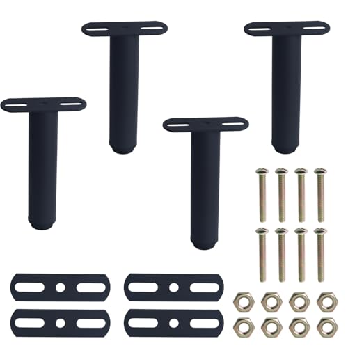 MC MEICHUANG Verstellbare Metall-Bettbeine, 18–30 cm, strapazierfähig, einziehbar, Möbelstützfüße für Schrank, Sofa, Couch, Bett, Tischgestell, Ersatz, Schwarz, 4 Stück von MC MEICHUANG
