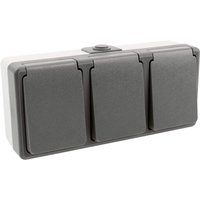 Feuchtraum Dreifachsteckdose Serie Secure Aufputz IP44 250V grau 3-fach Steckdose von MC POWER