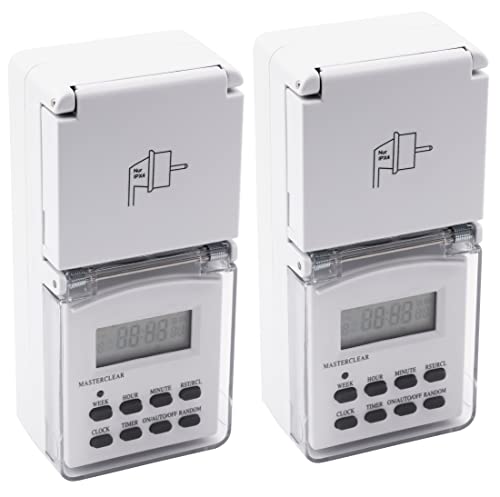 MC POWER - 2er-Pack - Digitale Zeitschaltuhr für Innen und Außen | AZ-78 | IP44 - für Außen geeignet, 10 Schaltprogramme von MC POWER