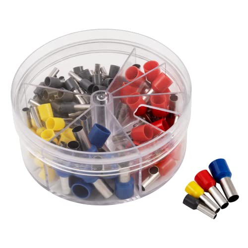 MC POWER - Aderendhülsen-Set | 100 Isolierhülsen | isoliert, 4-16 mm² Endhülsen für Kabel, Kennfarbe nach DIN grau, rot, gelb, blau von MC POWER