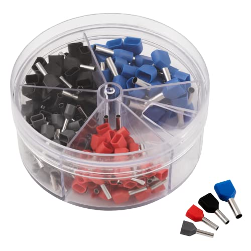MC POWER - Aderendhülsen-Set | 200 Isolierhülsen | Twin, isoliert, 0,75-2,5 mm² Endhülsen für Kabel, Farbcodes nach DIN grau, rot, schwarz, blau von MC POWER