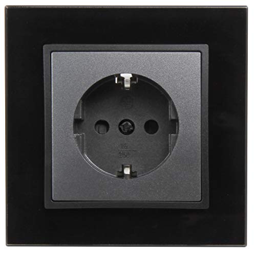 MC POWER - FLAIR - Wand Steckdosen Set | Beginner 1S-Style | 2-teilig | anthrazit/schwarz, Glasrahmen von McPower