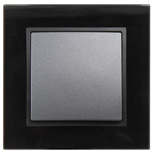 McPower Wechselschalter Flair anthrazit | 250V~/10A | Unterputz | inkl. Glasrahmen | Flächenwippe | für Hohlwanddose 68mm von McPower