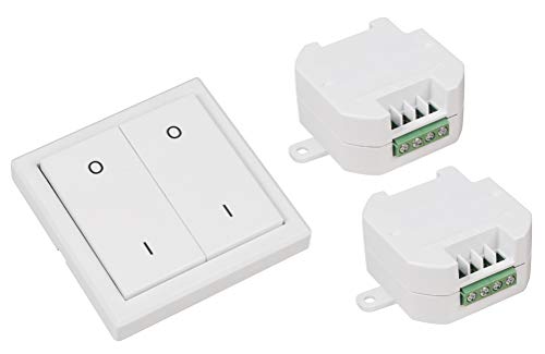 McPower | Funk-Schalter Set "Comfort" | 2 Empfänger + Wandtaster | LED geeignet | 433 MHz | 70 m Reichweite | 2000W | Unterputz | Smart Nachrüstung von McPower