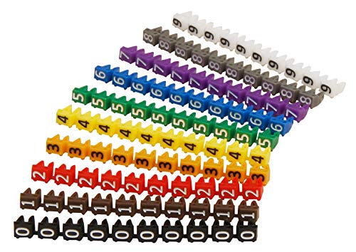 MC POWER - Kabelmarker Kabelmarkierer Clips | für Kabel bis 3mm, bedruckt mit Ziffern 0-9, 100er-Pack von MC POWER