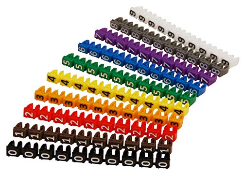 MC POWER - Kabelmarker Kabelmarkierer Clips | für Kabel bis 4mm, bedruckt mit Ziffern 0-9, 100er-Pack von MC POWER