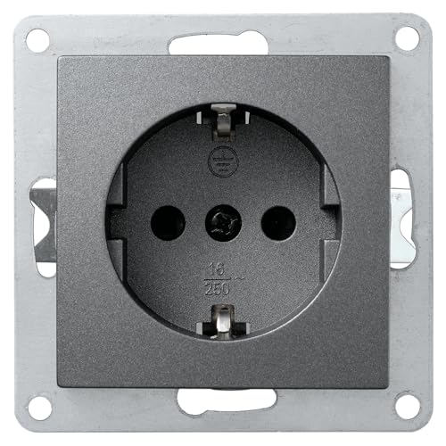 McPower Schutzkontakt-Steckdose | FLAIR | 250V~/16A, UP, 1-fach Unterputzsteckdose Schraubanschluss Einzelsteckdose mit Einsteckschutz, anthrazit matt McPower Schutzkontakt-Steckdose | FLAIR | 250V~/16A, UP, 1-fach Unterputzsteckdose Schraubanschluss Einzelsteckdose mit Einsteckschutz, anthrazit matt von McPower