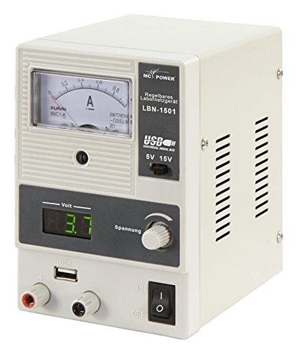 MC POWER - regelbares Labornetzgerät Netzgerät | LBN-1501 | 15 Watt, 0-15V, 0-1A, 5V USB | ideal für Bastler, Elektroniker und Techniker von MC POWER