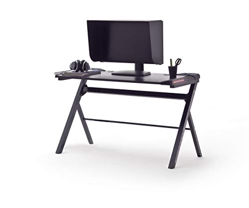 MC RACING Gaming Tisch mit LED Beleuchtung RGB Gaming Schreibtisch MDF Carbon Look, Basic 3 von MC Racing