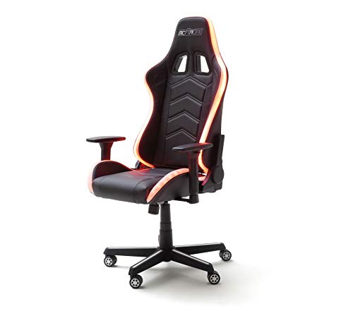 MC Racing Gaming Stuhl Schwarz Weiß höhenverstellbar mit Wippfunktion Gaming Chair mit LED Beleuchtung von MC Racing