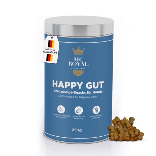 MC-Royal® Hundeleckerli für Hunde mit Probiotika, 250g [100% natürliche Inhaltsstoffe] für Darmsanierung, Verdauung, Entwurmung, Darmflora aufbauen, Kautabletten von MC-Royal