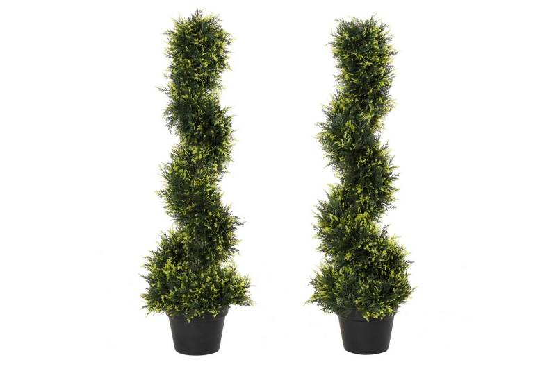 Kunstpflanze 2er Set künstliche Zedernbaum groß 90 cm, Plastik künstliche Pflanzen, MC Star, Höhe 90 cm, Spiralpflanze wie echt für Wohnzimmer Schlafzimmer Büro Garten von MC Star