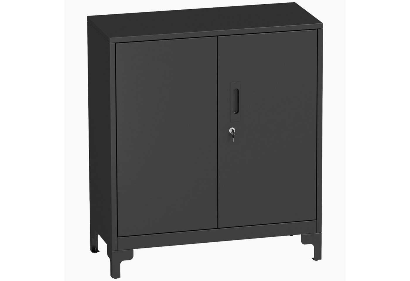 MC Star Aktenschrank Büroschrank aus Metall, verschließbare Türen, Bürokommode (2-stufiges Design, Schwarz) von MC Star