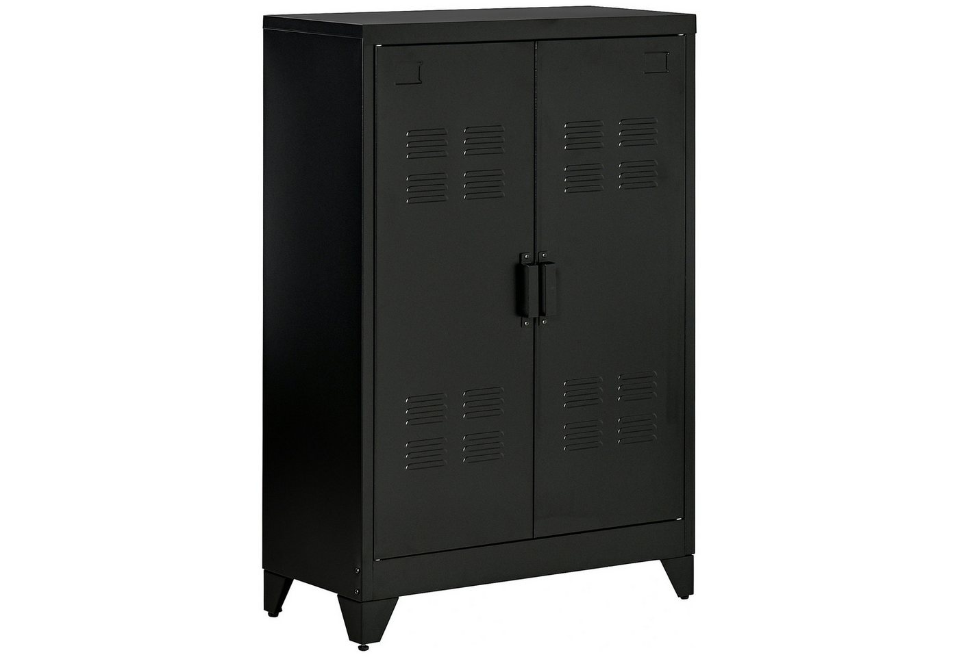 MC Star Aktenschrank Sideboard mit Lamellentüren, Lagerschrank mit Einlegeböden (Schwarz, 75 x 33 x 110 cm für Büro & Wohnraum) von MC Star