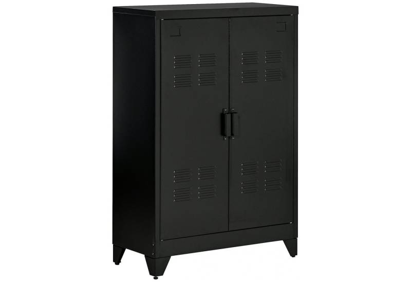 MC Star Aktenschrank Sideboard mit Lamellentüren, Lagerschrank mit Einlegeböden (Schwarz, 75 x 33 x 110 cm für Büro & Wohnraum) von MC Star
