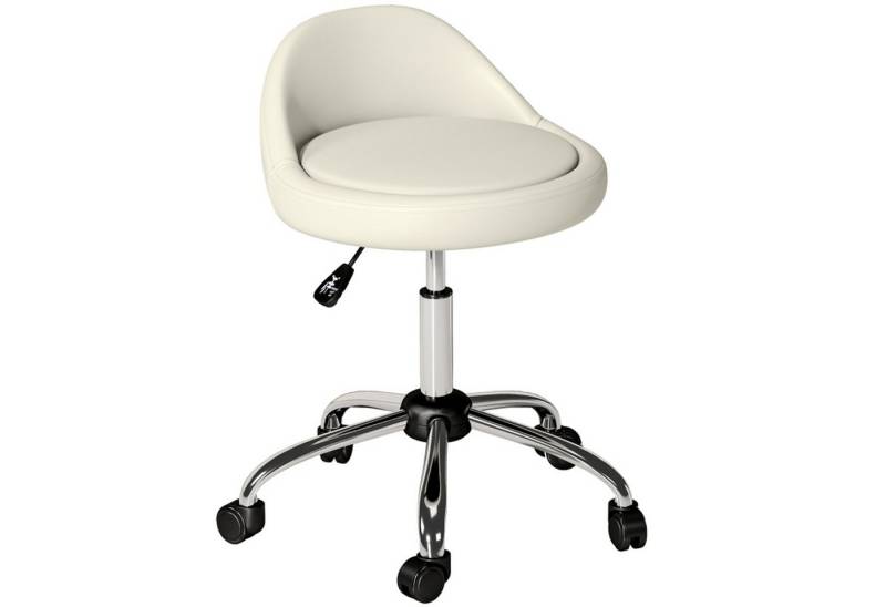 MC Star Arbeitshocker Rollhocker Höhenverstellbarer 63-83 cm Drehhocker (mit Rädern Drehbarer Salonstuhl Salonhocker Kunstleder Weiß) von MC Star