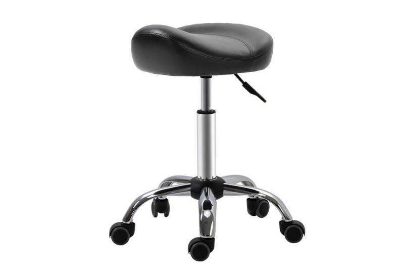 MC Star Arbeitshocker Rollhocker Höhenverstellbarer mit Rädern drehbar Kunstleder Schwarz (48 x 48 x 54-69 cm für Salon & Massage) von MC Star