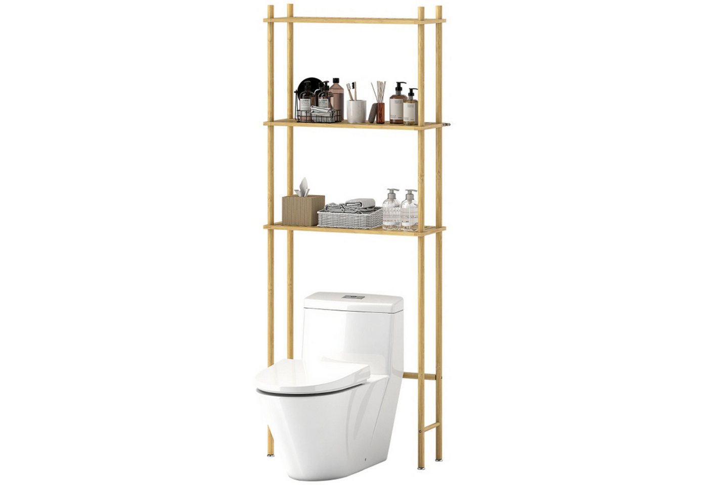 MC Star Badregal Toilettenregal 3 Ebenen Badezimmerregal mit Umkippschutz, platzsparend Multifunktionsregal für Waschküche, Land Stil, Naturholz MC Star Badregal Toilettenregal 3 Ebenen Badezimmerregal mit Umkippschutz, platzsparend Multifunktionsregal für Waschküche, Land Stil, Naturholz von MC Star