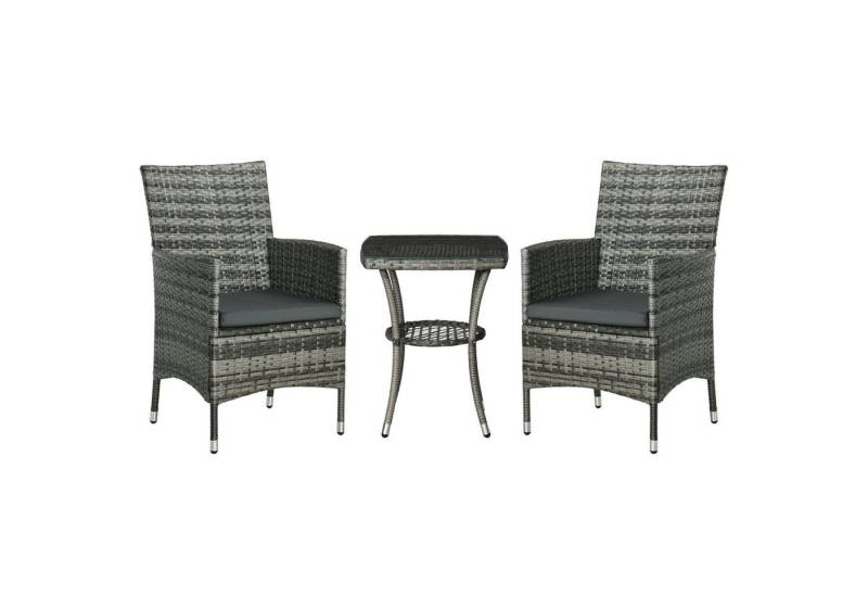 MC Star Balkonset Balkonmöbel Set für 2 Personen Sitzgruppe Rattan Gartenset, (Polyrattan Dunkelgrau) von MC Star