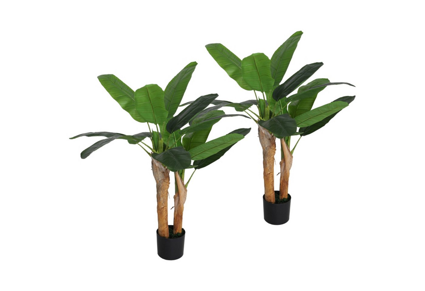 MC Star Bananenbaum 2er Set groß 120 cm Kunstpflanze, Künstliche Pflanzen Bananenbaum wie echt mit Topf, Kunstmoos, Kunstgras für Wohnzimmer Schlafzimmer, 2 St. von MC Star