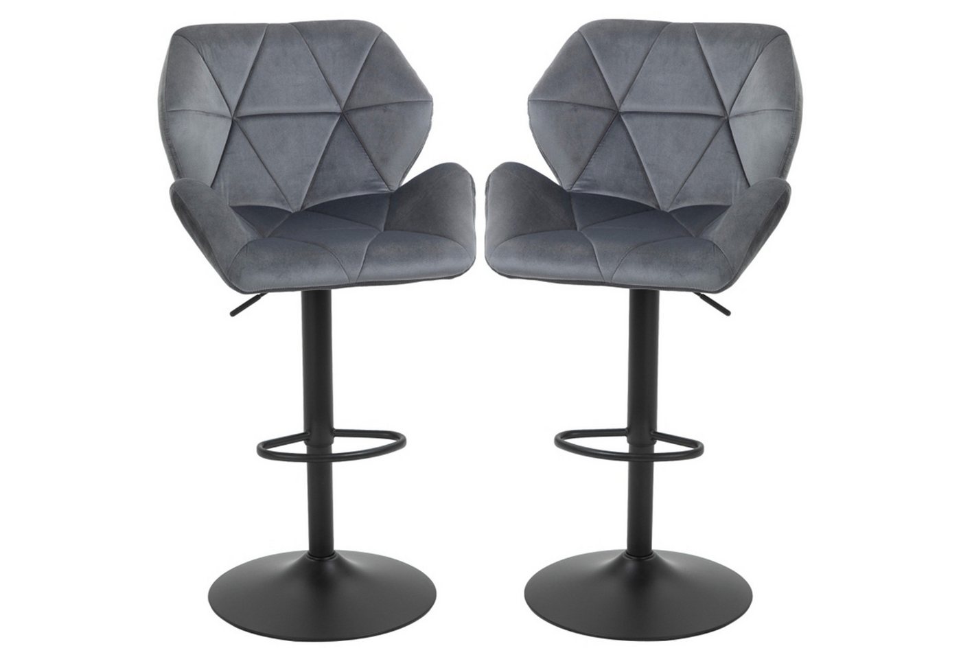 MC Star Barhocker 2er Set, Gepolstert Barstuhl mit Metallgestell, Lehne, Samtoptik (Höhenverstellbar 360° Drehbar) von MC Star