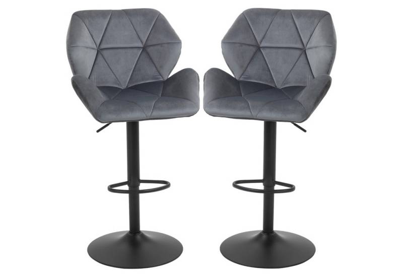 MC Star Barhocker 2er Set, Gepolstert Barstuhl mit Metallgestell, Lehne, Samtoptik (Höhenverstellbar 360° Drehbar) von MC Star