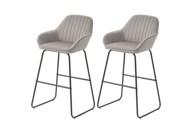MC Star Barhocker 2er-Set Barstühle, mit Stoffbezug und Schaumstoffpolsterung (Polsterhocker mit Metallbeinen, Grau) von MC Star