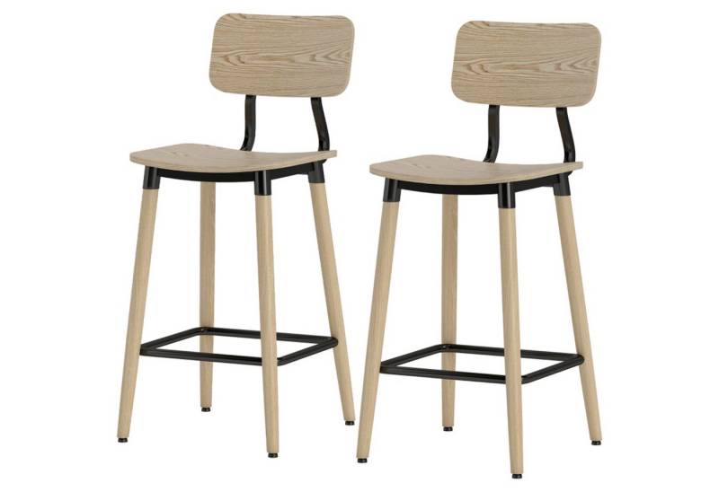 MC Star Barhocker 2er Set Barstuhl Tresenhocker mit Rückenlehne und Fußstütze (Metallregal für Kleinen Raum, Eingang, Flur, Wohnzimmer, 110 x 30 x 75 cm Schwarz) von MC Star