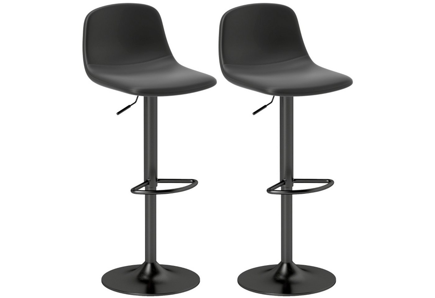 MC Star Barhocker 2er Set Höhenverstellbar Drehbar Barstuhl Tresenhocker (mit Rückenlehne und Fußstütze, Rutschfest Hocker, Kunstleder, Schwarz, 2 St) von MC Star