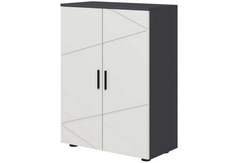 MC Star Beistellschrank Badezimmerschrank mit Doppeltür Badschrank mit Verstellbar Ablagen (Aufbewahrungsschrank für Wohnzimmer 60 x 30 x 82 cm Grau) von MC Star