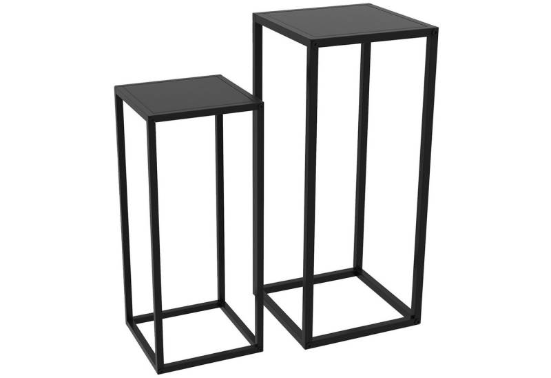MC Star Blumenständer 2er-Set Pflanzenständer, Pflanzenhocker mit Stahlbeine (Skandinavischem Design, Blumenständer für Garten, Balkon, Schwarz) von MC Star