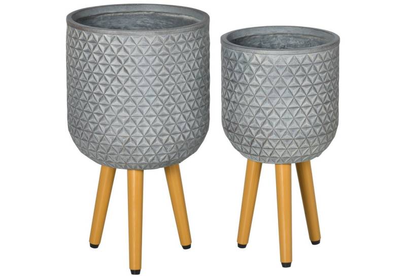 MC Star Blumentopf 2er-Set Pflanztöpfe mit abnehmbaren Füßen und Ablauflöchern (für Innen und Außen MgO Grau) von MC Star