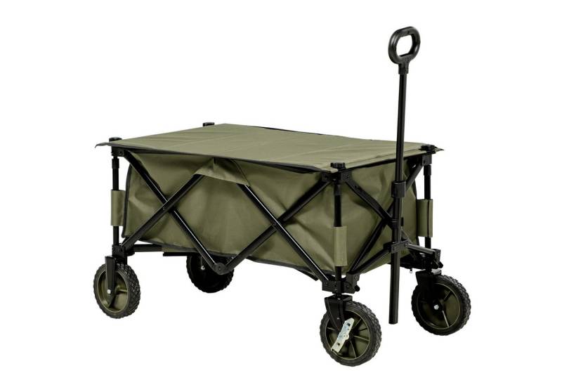 MC Star Bollerwagen Strandwagen, klappbarer Transportwagen 4 Räder abnehmbare Plane (höhenverstellbarer Griff neigbarer Tablett klappbar und 5 Aufbewahrungstaschen 108 x 55 x 93 cm grün) von MC Star