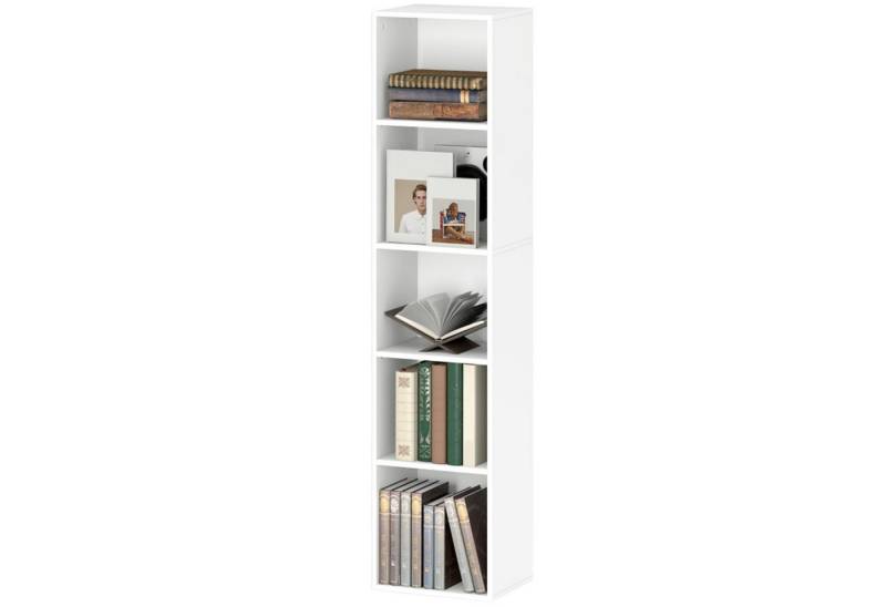 MC Star Bücherregal Standregal mit 5 Ebenen, Aufbewahrungsregal mit Verstellbare Ablage, für Wohnzimmer, Schlafzimmer, Weiß von MC Star
