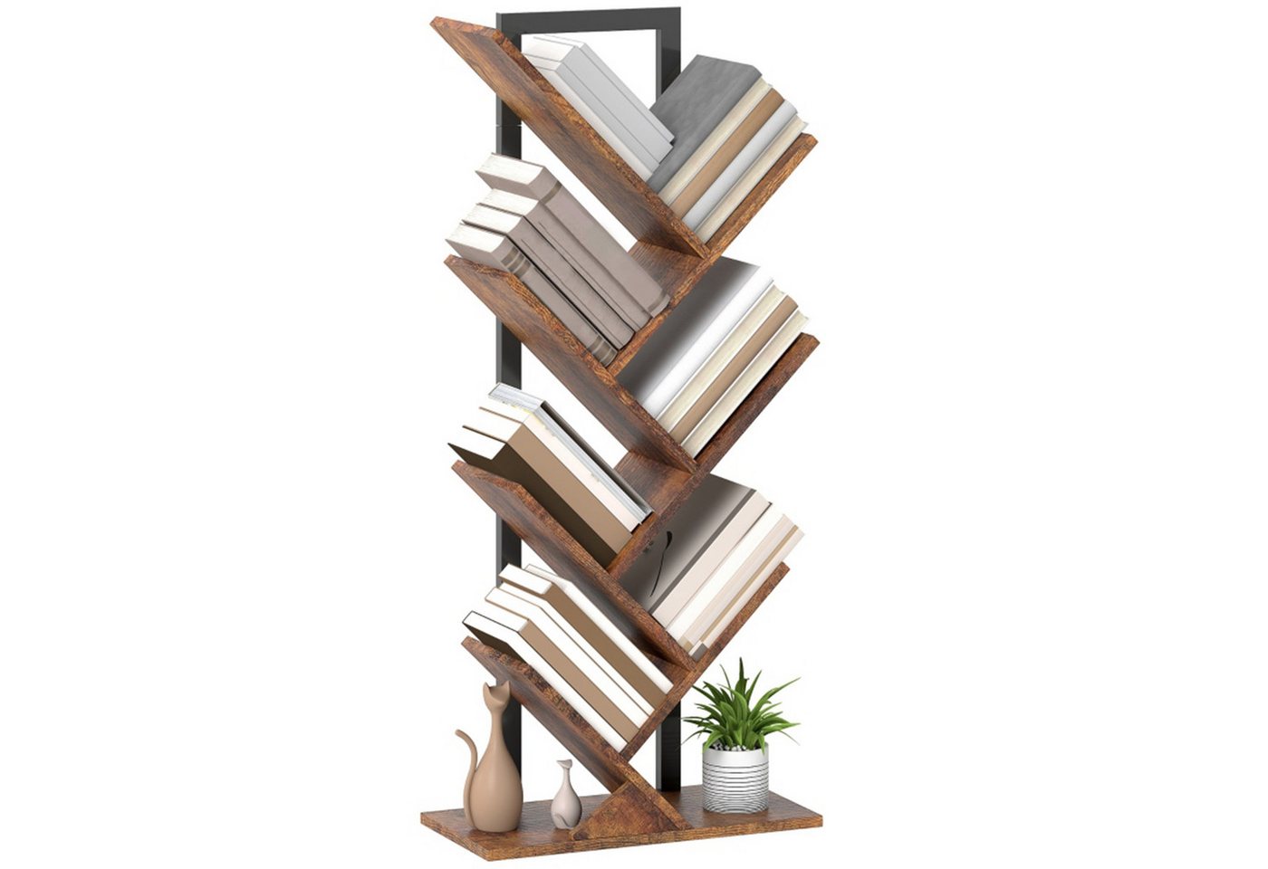 MC Star Bücherregal Standregal mit 7 Ebenen Schmal Regal im Baumform für Büro, Rustikal Braun MC Star Bücherregal Standregal mit 7 Ebenen Schmal Regal im Baumform für Büro, Rustikal Braun von MC Star