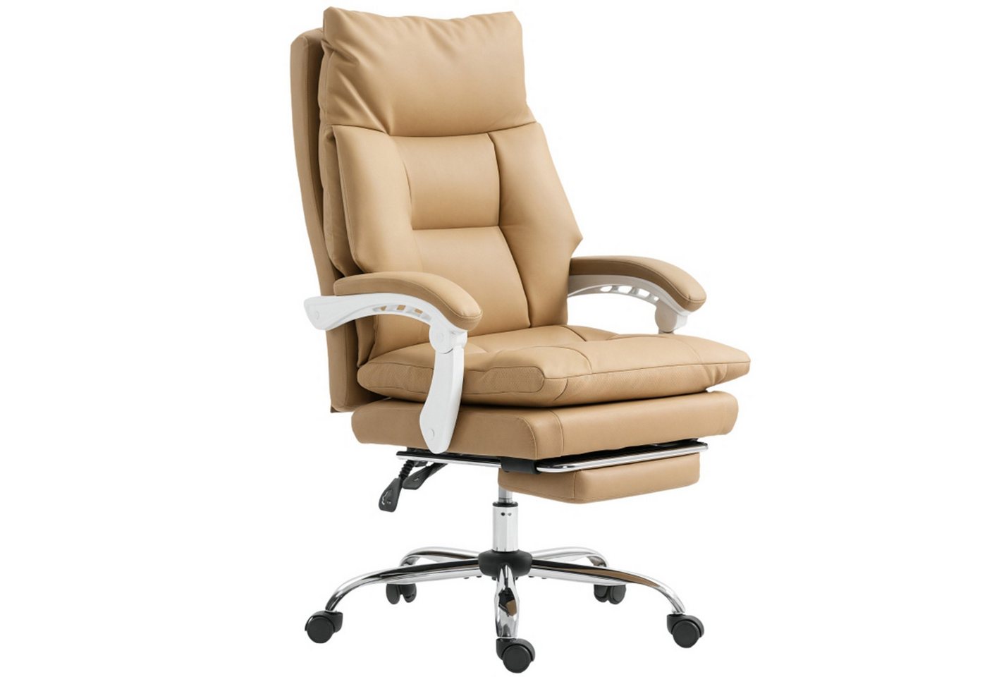 MC Star Bürostuhl Ergonomischer Schreibtischstuhl mit Lendenwirbelstütze (Klappbar Armlehne, Fußstütze Hellbraun) von MC Star