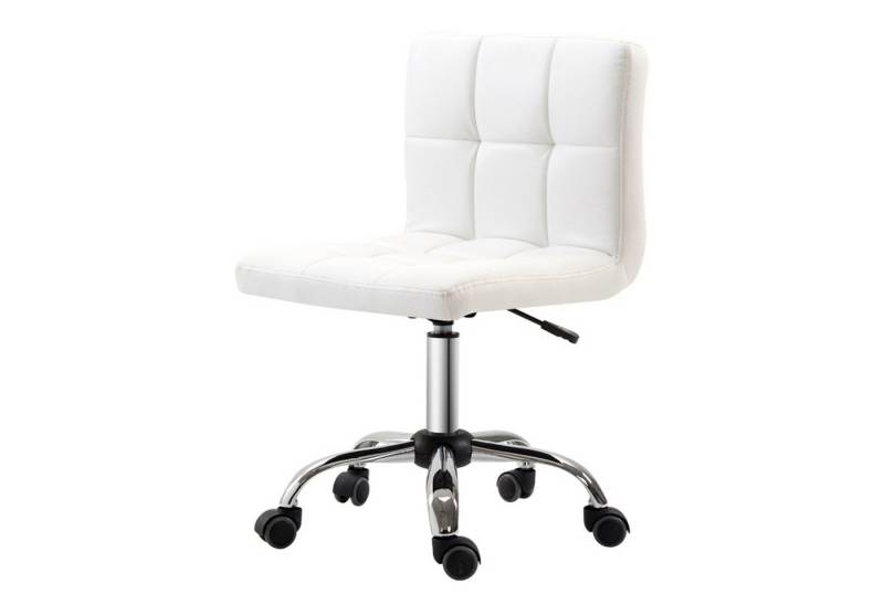 MC Star Bürostuhl Ergonomischer Schreibtischstuhl ohne Armlehne (Höhenverstellbarer Drehstuhl, Computerstuhl für Büro, Arbeitszimmer, Kunstleder, Weiß) von MC Star