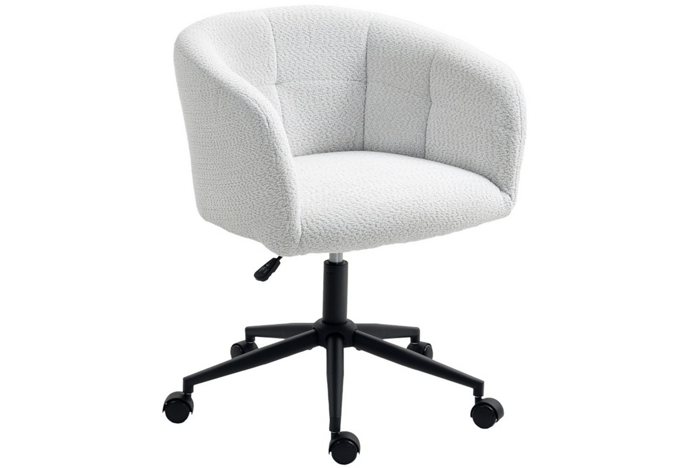 MC Star Bürostuhl Gepolsterter Bürostuhl mit Plüschbezug, Wannen-Design (rollbarer Schreibtischstuhl, Stahlbasis, Creme+Schwarz) von MC Star