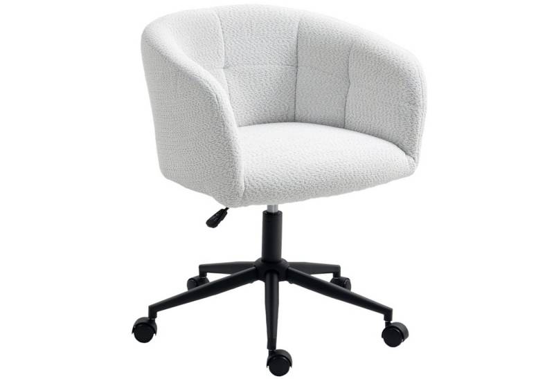 MC Star Bürostuhl Gepolsterter Bürostuhl mit Plüschbezug, Wannen-Design (rollbarer Schreibtischstuhl, Stahlbasis, Creme+Schwarz) von MC Star