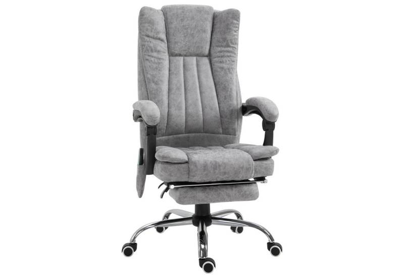 MC Star Bürostuhl Massagesessel Heizfunktion Liegefunktion Massagefunktion (Fußstütze Dicke Polsterung Grau 62 x 67 x 113-120 cm) von MC Star